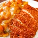 Chicken Katsu Curry on a white plate.