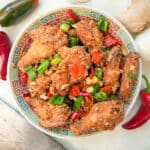 Crispy Chinese Salt and Pepper Chicken Wings on a plate.