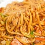 Yaki Udon (Stir Fried Udon Noodles) on a platter.