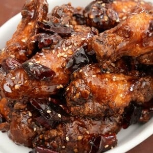 Sticky Soy Garlic Wings on a plate
