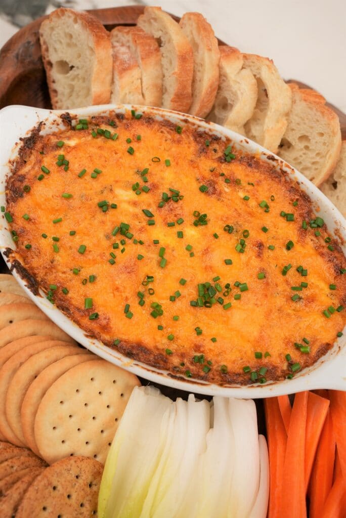 close up of baked crab dip