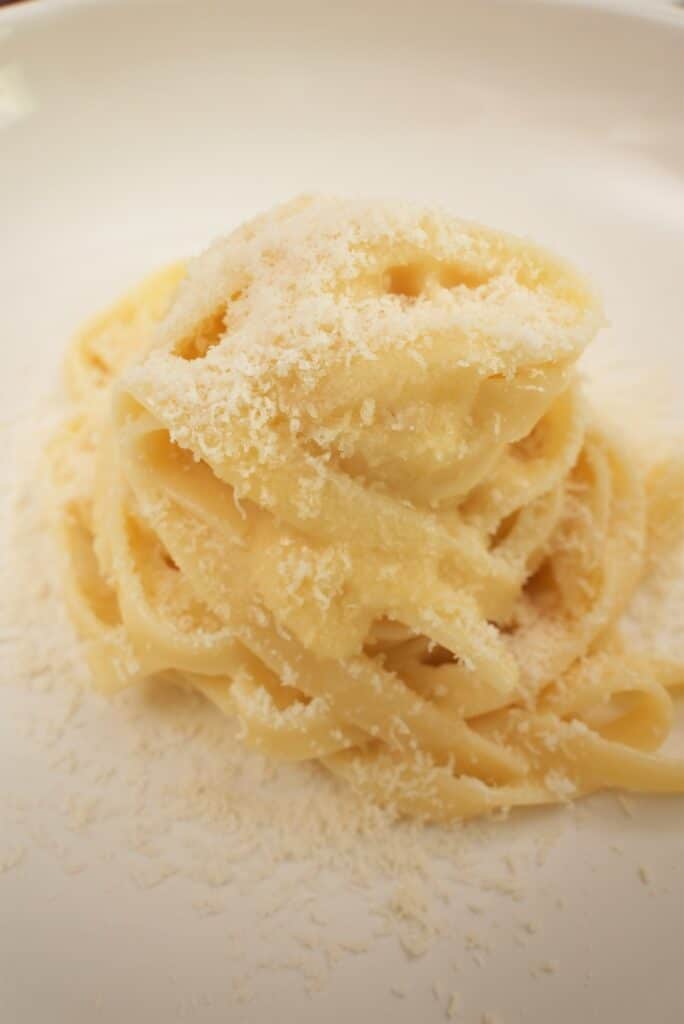 Fettuccine Alfredo on a plate