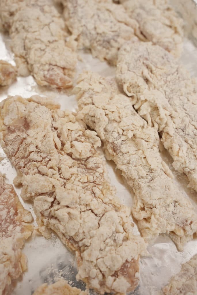 Breaded chicken before frying korean fried chicken