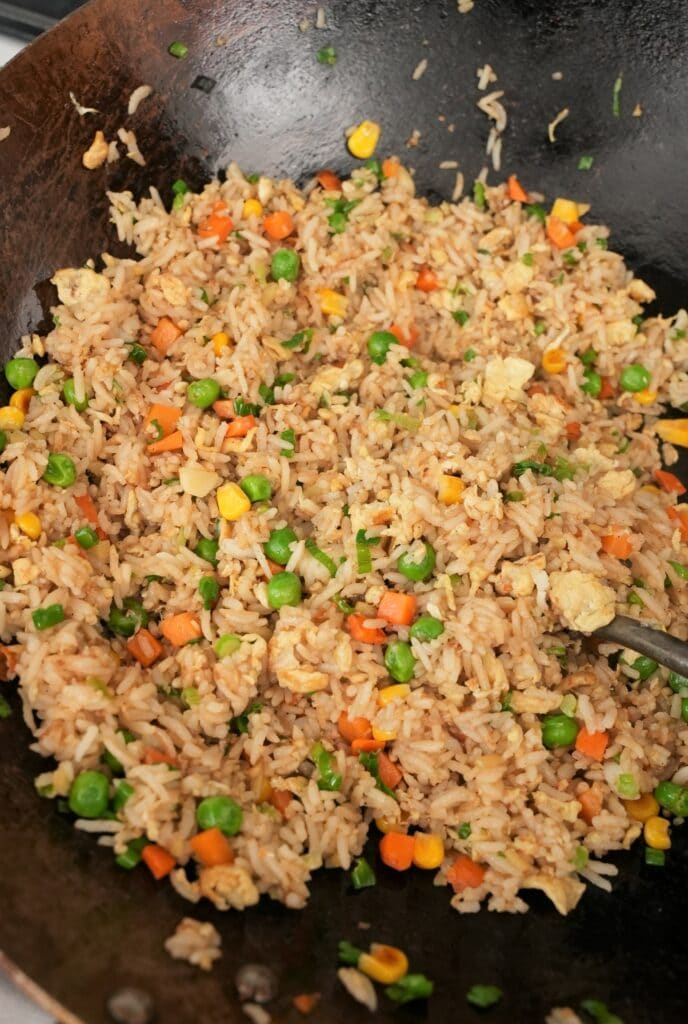 Egg Fried Rice cooked in a wok.