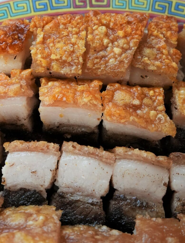 Crispy pork belly chopped