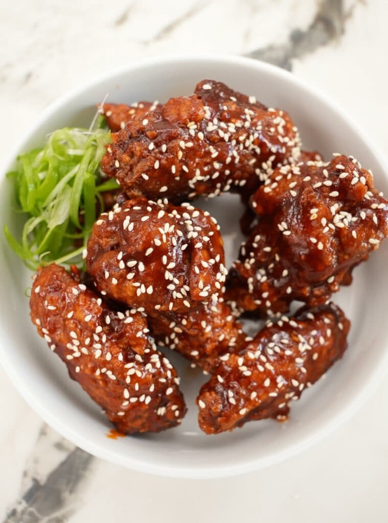 Gochujang honey Wings on a plate