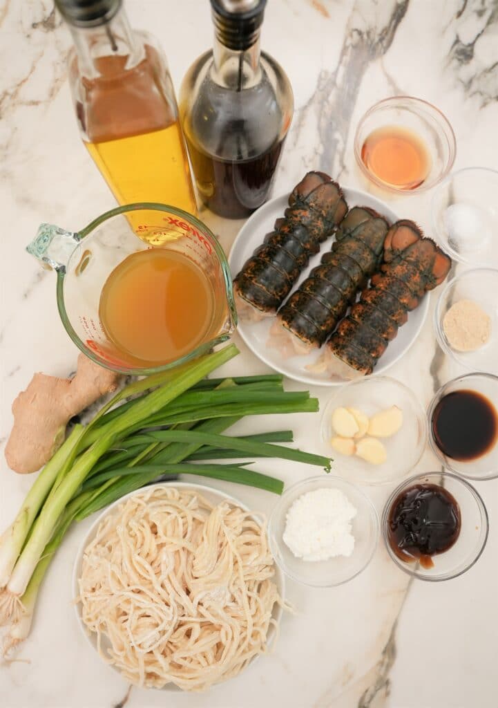 Raw ingredients for lobster noodles