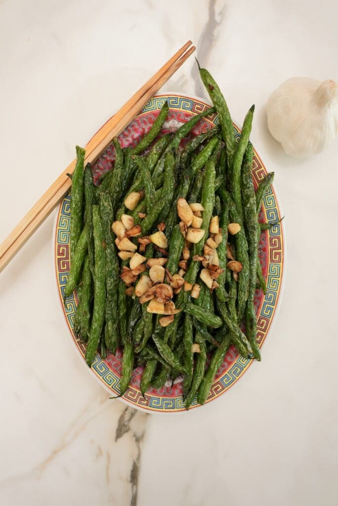 Chinese Garlic Green Beans on a plate