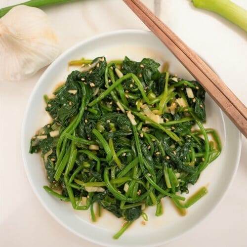 korean spinach side dish top down