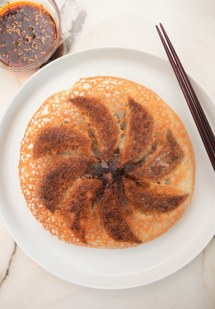 Crispy Dumpling Skirt on a plate