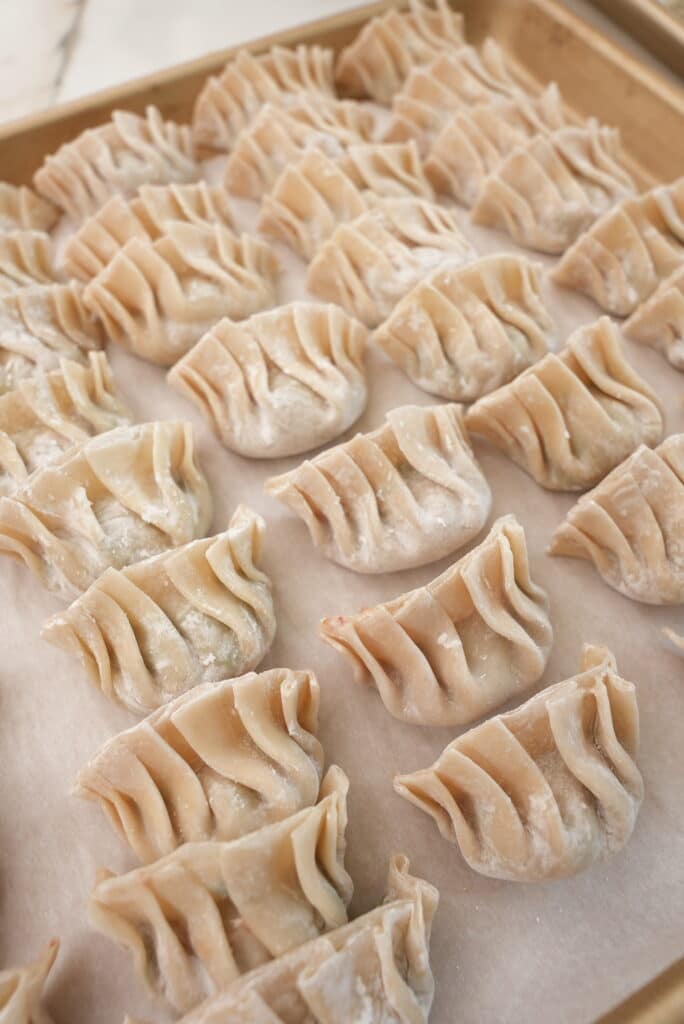 Dumplings on tray