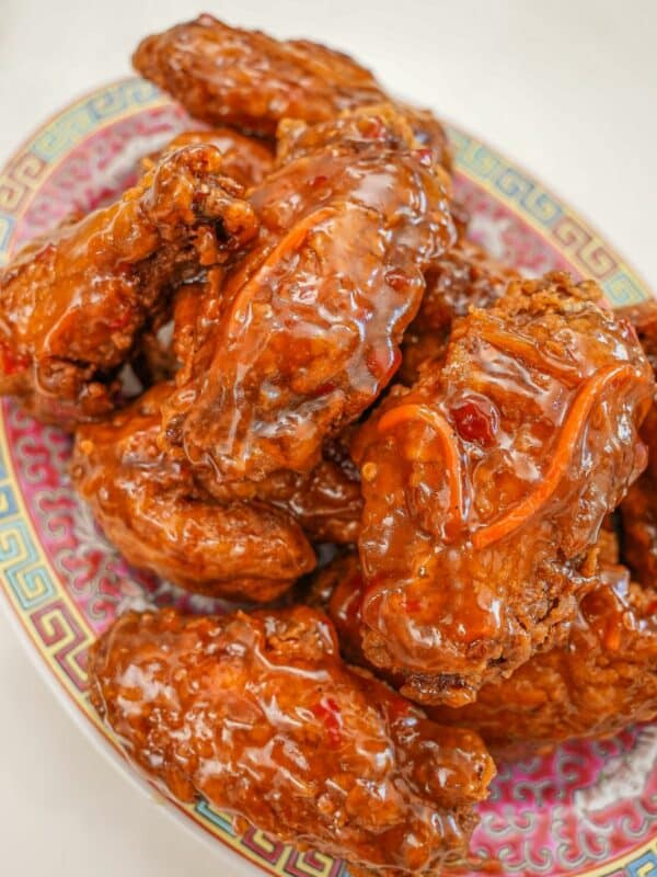 Thai Sweet Chili Chicken Wings on a plate.