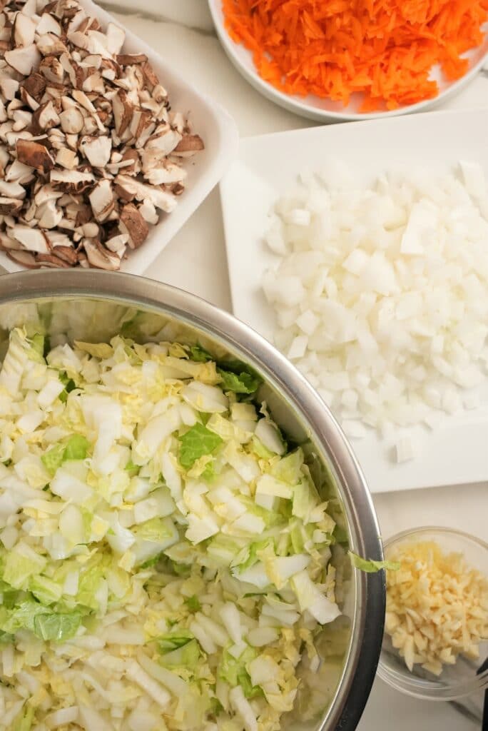 Chopped vegetables prepared