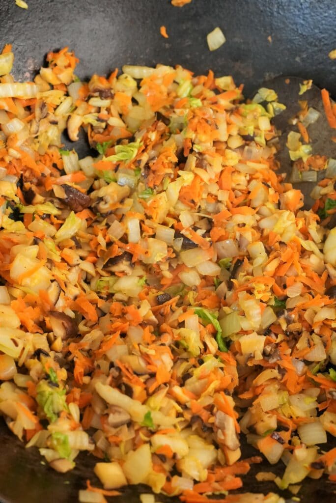 Chopped vegetables in a pan