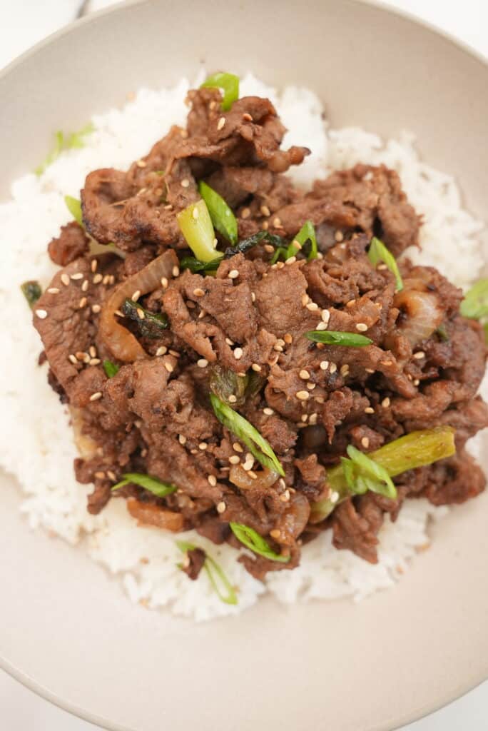 Beef Bulgogi on top of rice