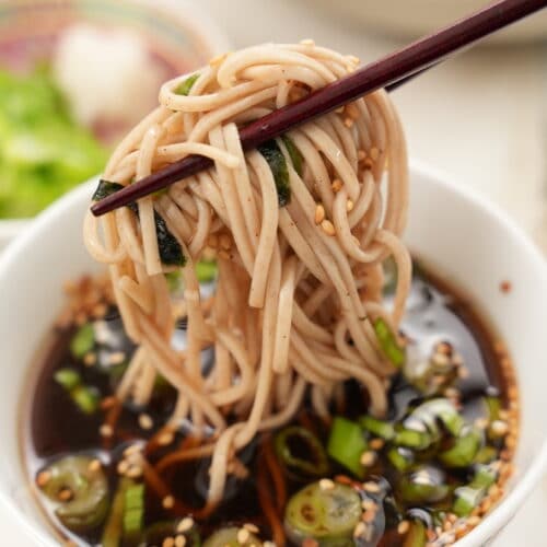 Soba Noodles Dipping in Sauce
