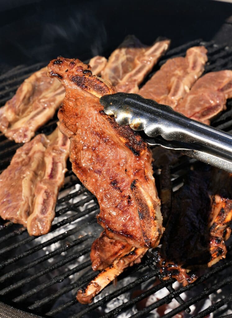 Close-up of Ribs cooked on a grill
