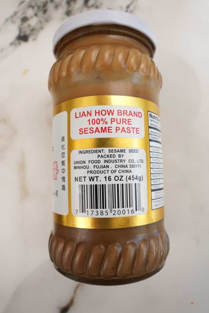 Sesame paste in a jar.