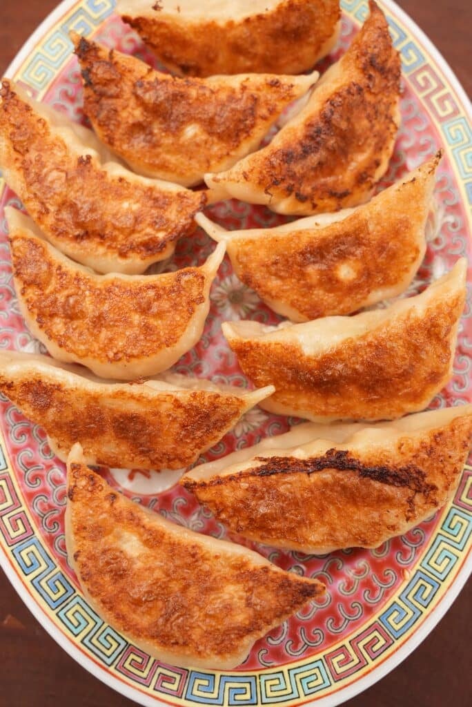 Pan Fried dumplings on a plate