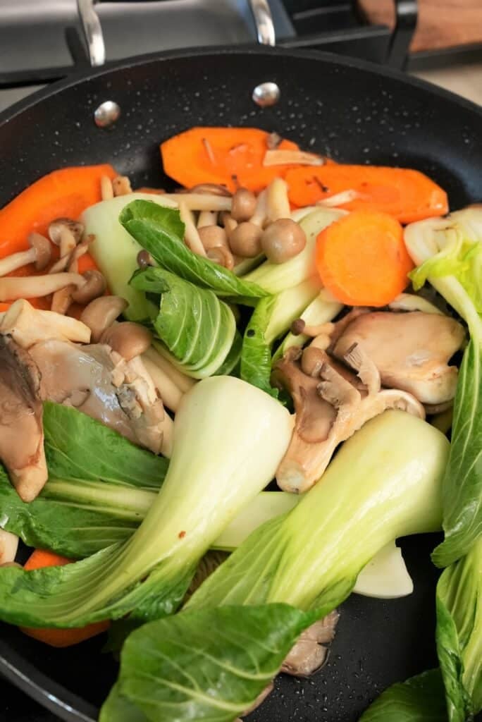 Vegetables cooking in a pan