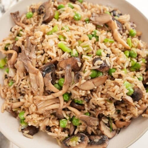 Mushroom Fried Rice on a plate