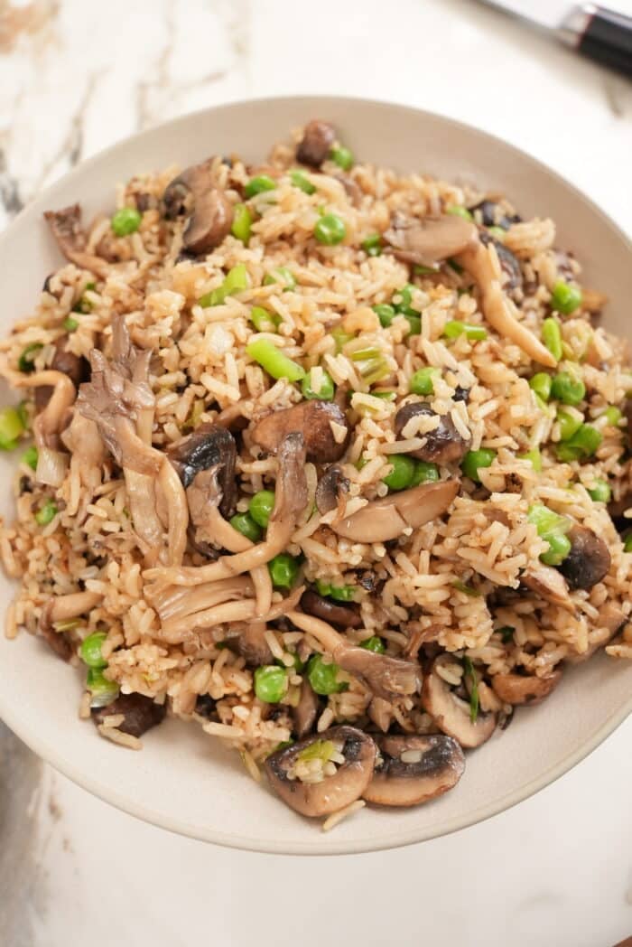 Mushroom Fried Rice on a plate