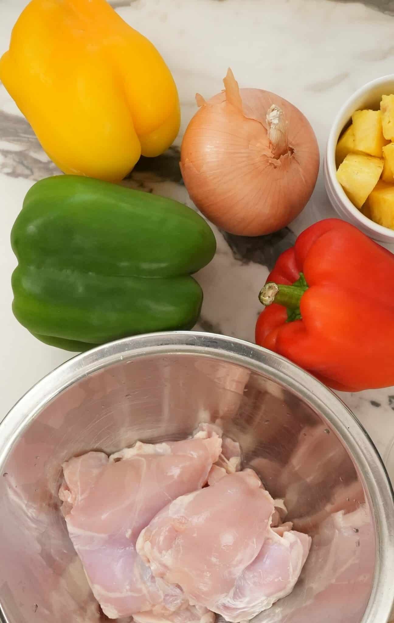 Sweet and Sour chicken raw ingredients