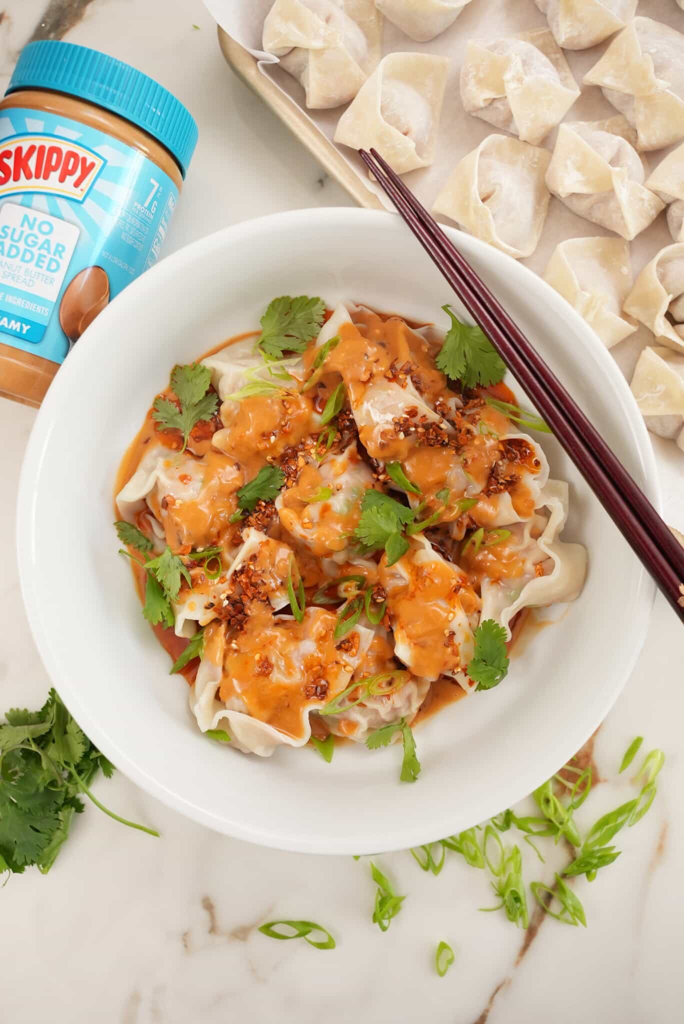 Wontons with Spicy Peanut Sauce CJ Eats Recipes