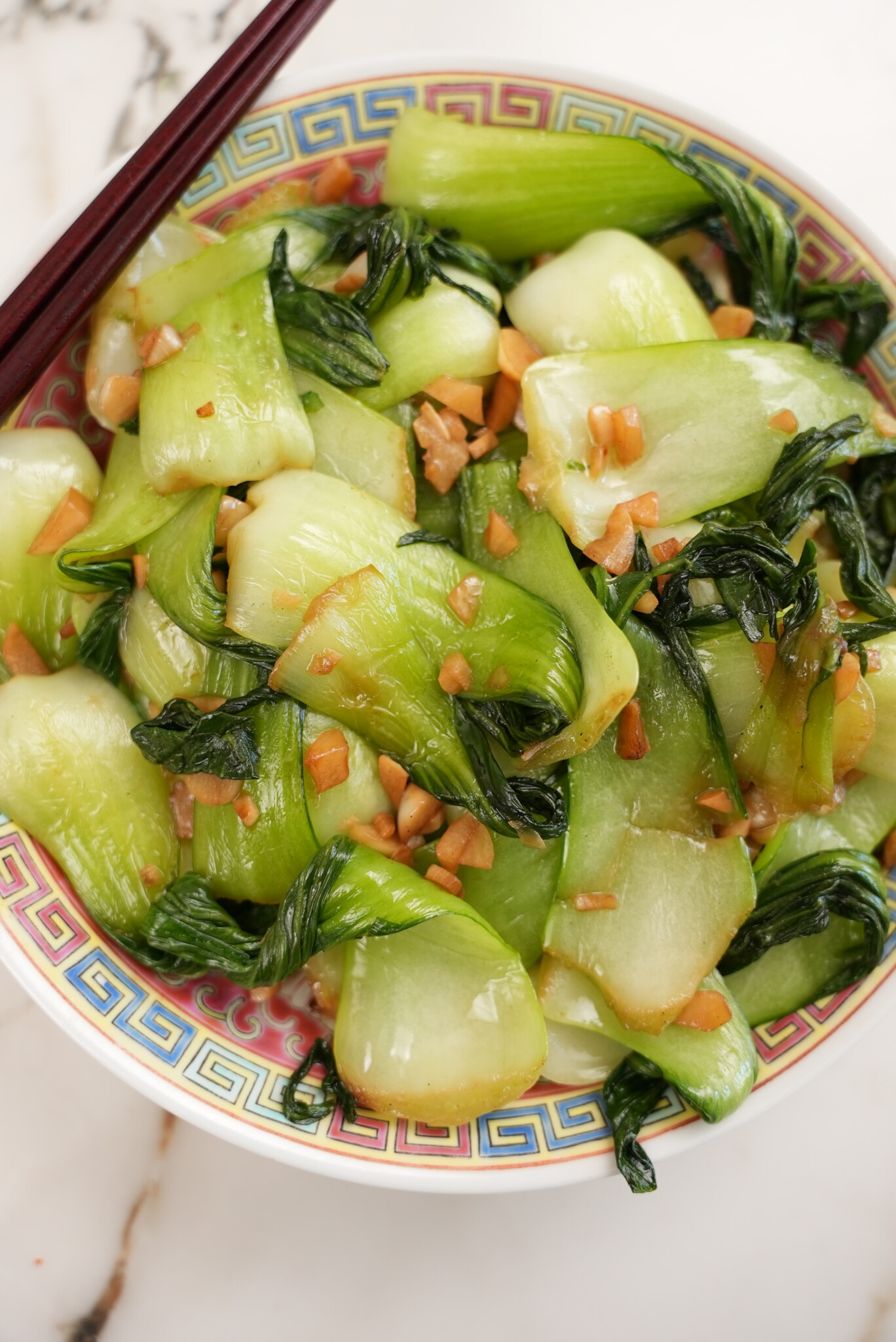 garlic bok choy on a plate
