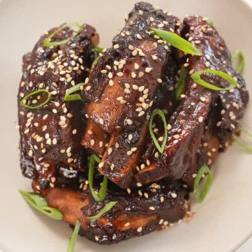 Sticky Asian Ribs Close Up on a plate