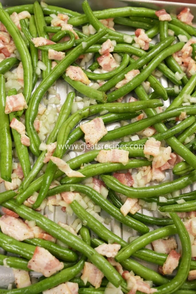green beans on a tray