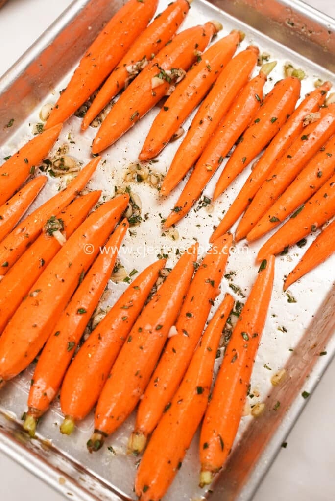 carrots on a baking tray