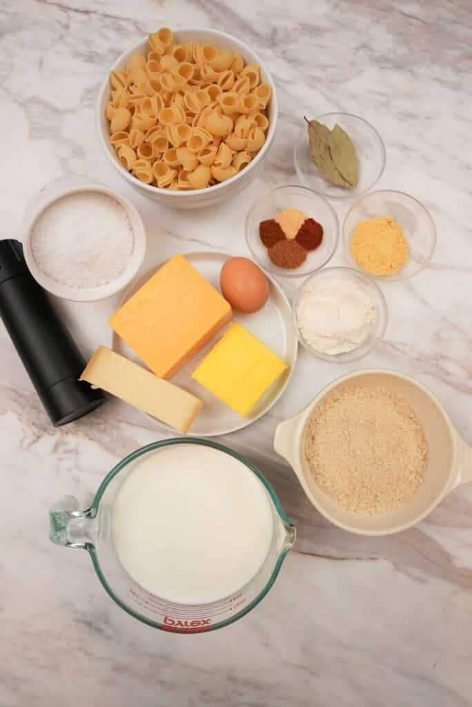 raw ingredients for mac and cheese
