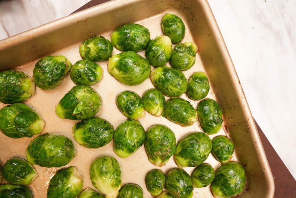 brussels sprouts on a tray