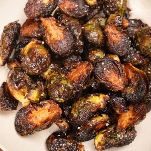 crispy roasted brussels sprouts in bowl
