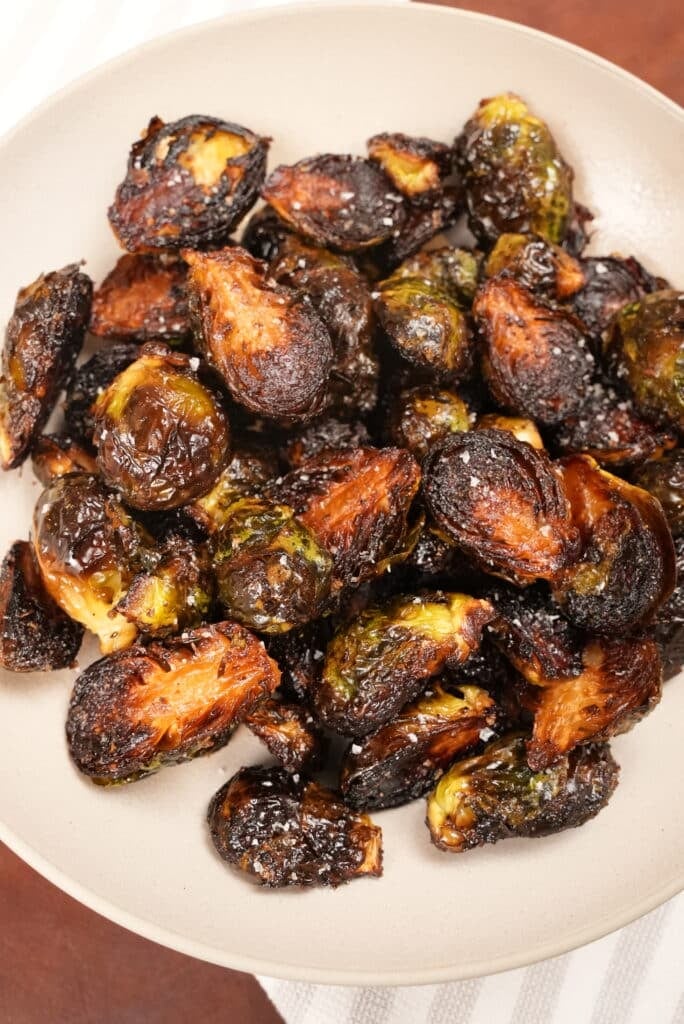 crispy roasted brussels sprouts in bowl