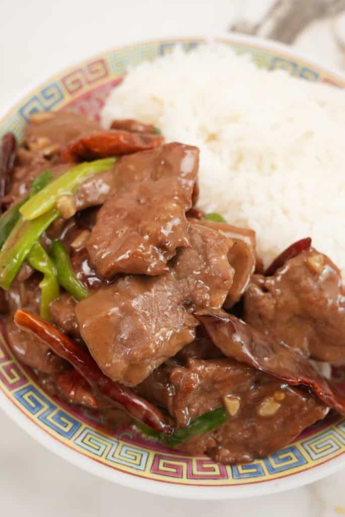 mongolian beef on a plate