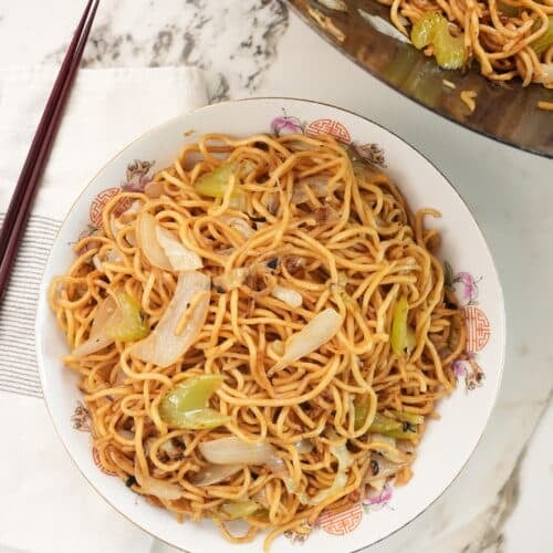 Panda Express Chow Mein plated in a bowl