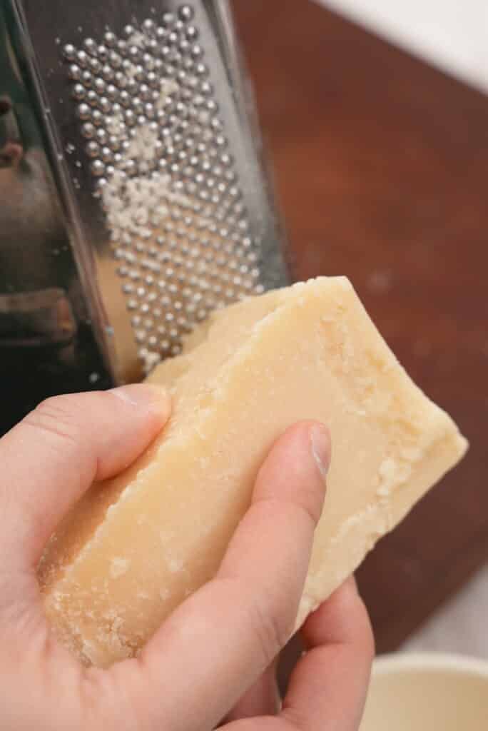 grating parmesan cheese for carbonara