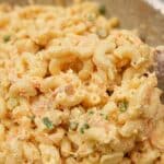 Hawaiian Macaroni Salad in a bowl with a apoon.