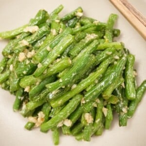 Din Tai Fung Green Beans on a plate