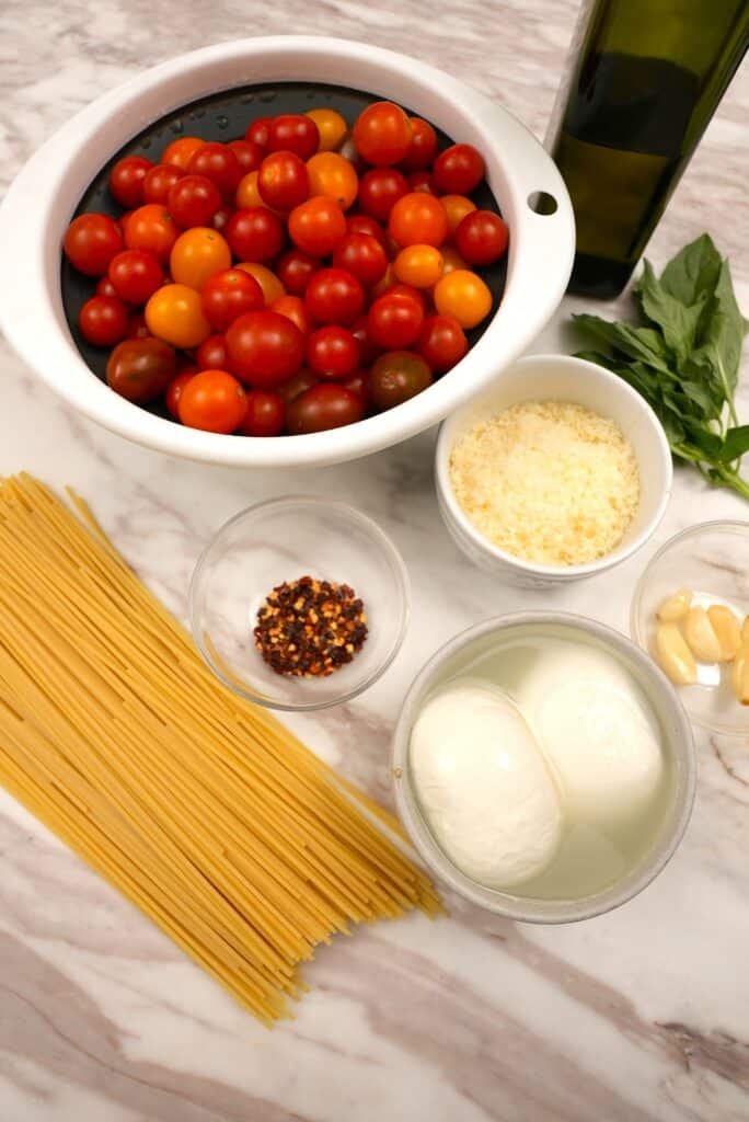 Raw ingredients for Cherry Tomato Pasta