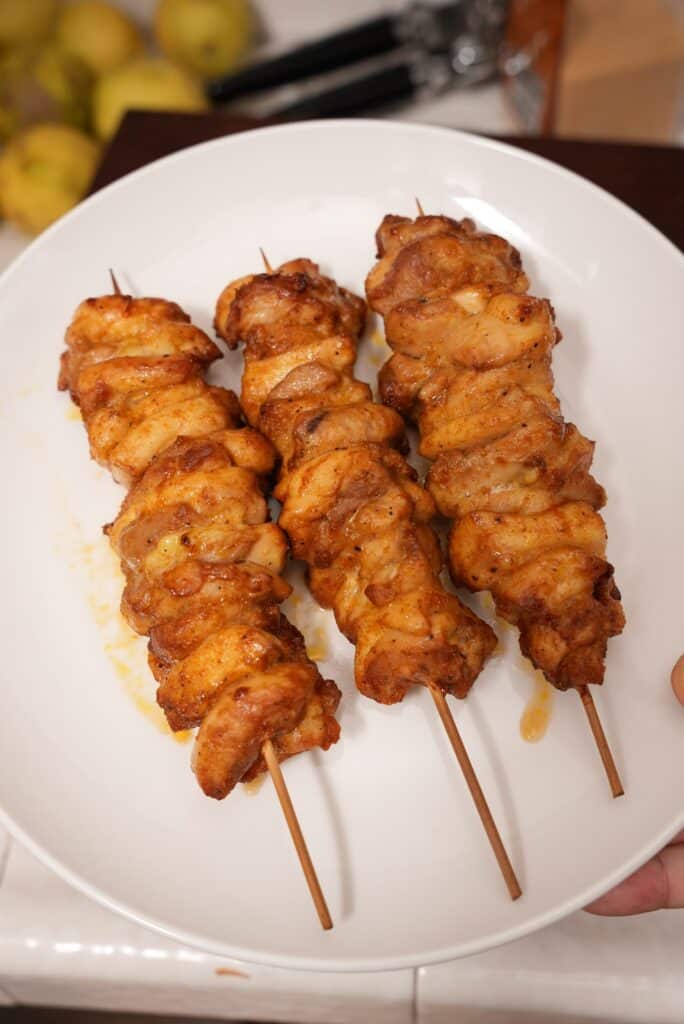 Chicken skewers cooked in the air fryer
