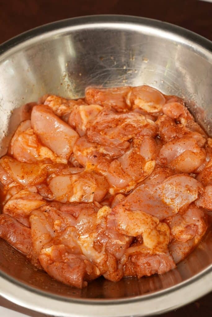 Marinated chicken thigh for air fryer chicken skewers