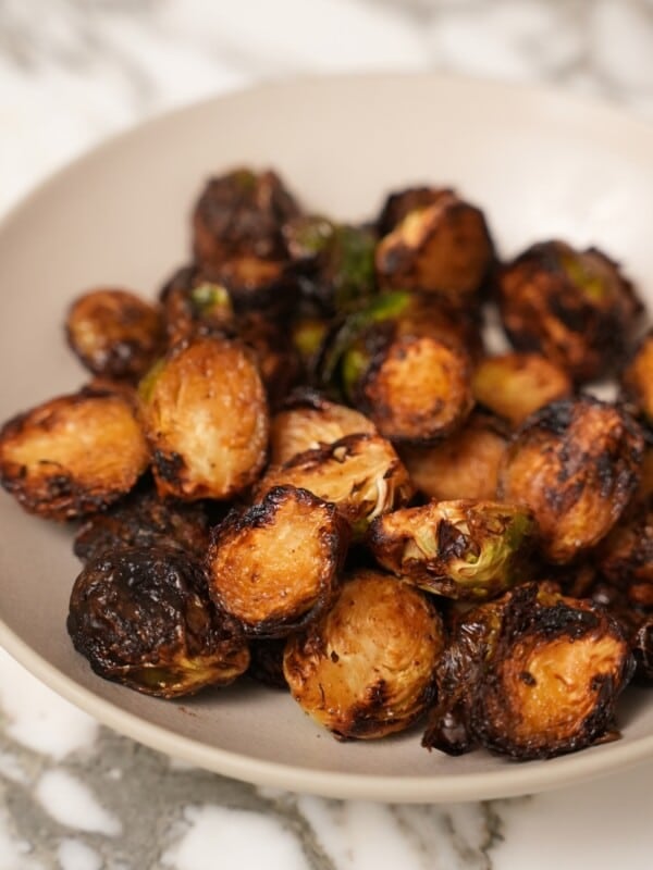 Crispy brussels sprouts in a bowl