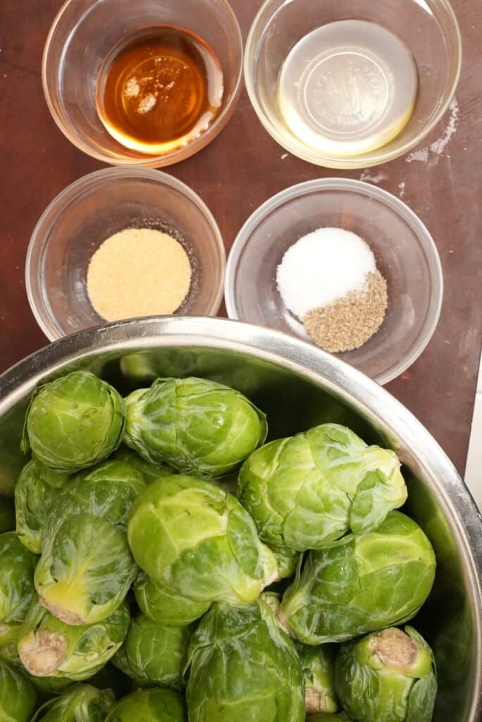 Top down shot of ingredients in bowls 