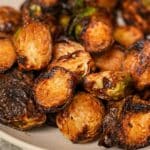 Crispy air fryer brussels sprouts in a bowl.