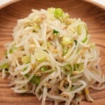 Korean Bean Sprout Side DIsh in a wooden bowl.