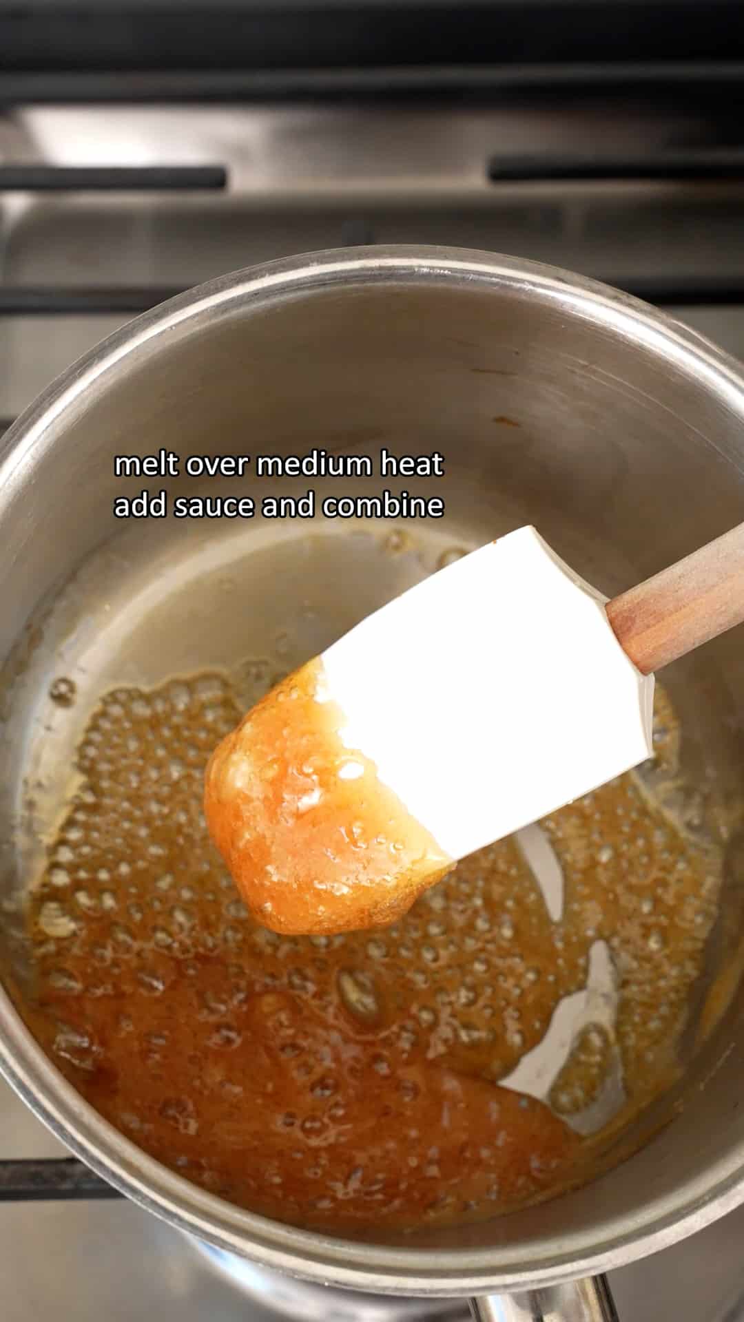Melting palm sugar in a pot.