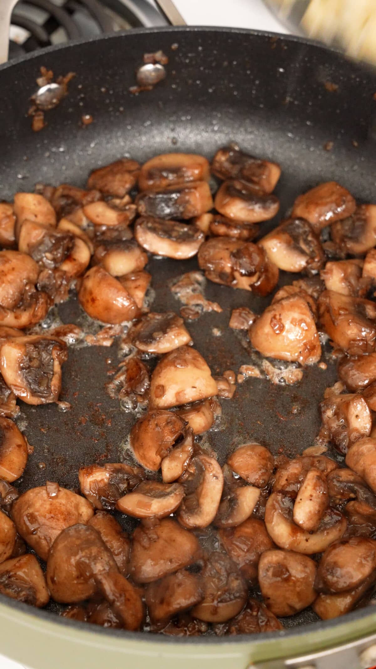 Cooked mushrooms in a pan.